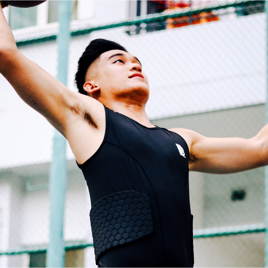 Padded Compression Singlet / Singlet Olahraga Dengan Bantalan Busa / Pelindung Olahraga Sports Basket Sepak Bola Futsal