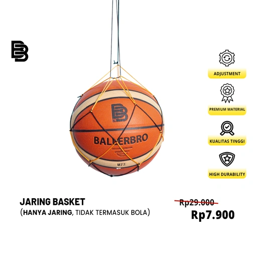 Jaring Bola Ballerbro Hitam Orange | Basketball Net Bag