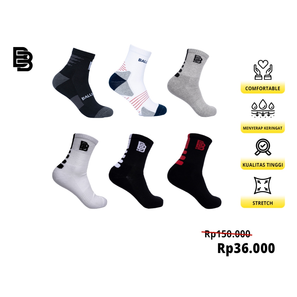 KAOS KAKI BASKET QUARTER BALLERBRO - Kaos Kaki Basket Pendek