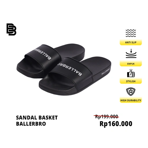 Image of Sandal Court Step BALLERBRO / Sendal Empuk Anti Slip / Sendal Recovery Olahraga Slide