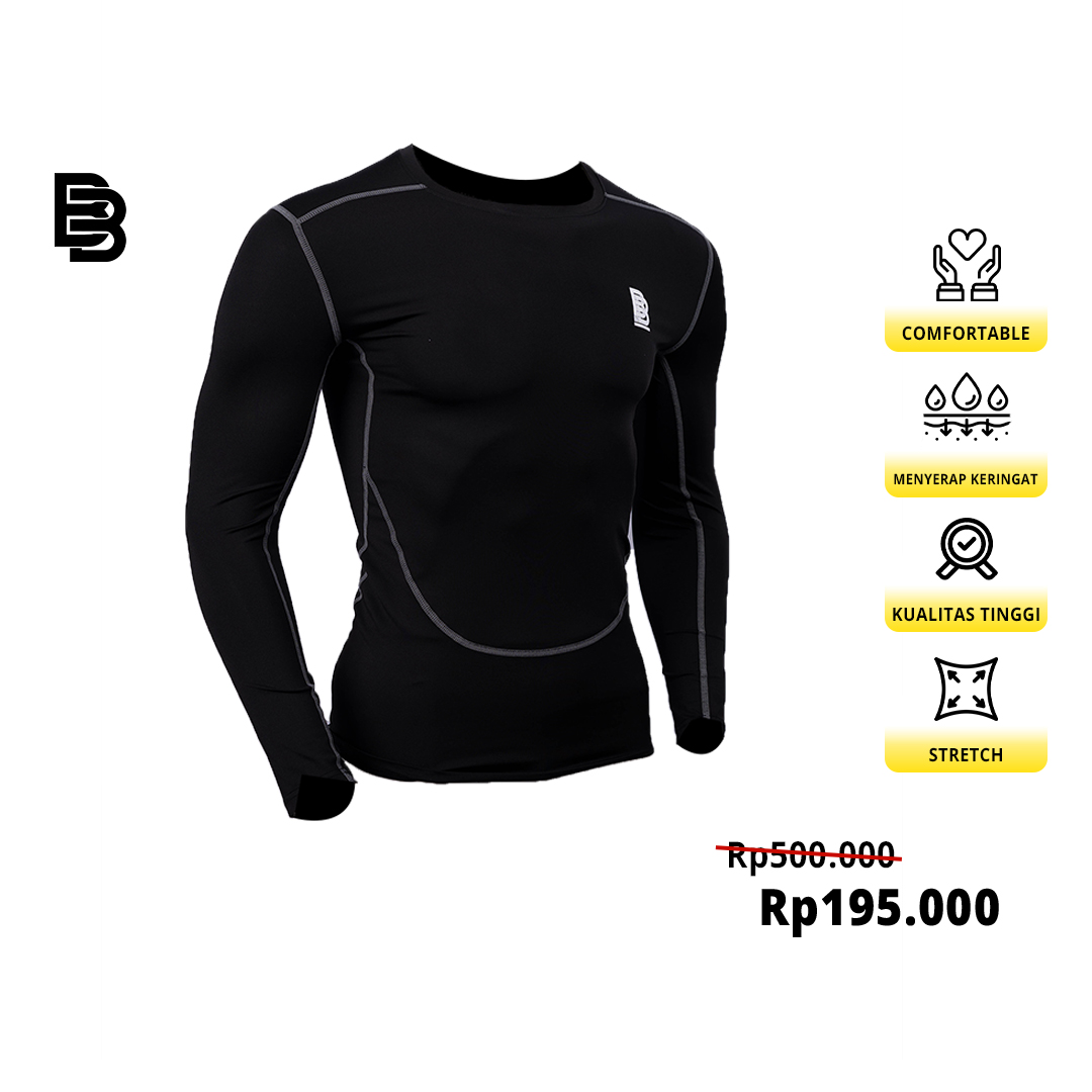 Compression Long Sleeve Shirt BALLERBRO | Baselayer Manset Lengan Panjang | Baju Kaos Olahraga