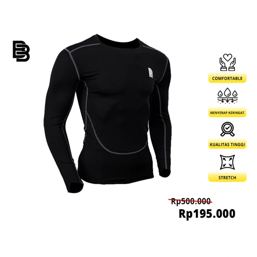Image of Compression Long Sleeve Shirt BALLERBRO | Baselayer Manset Lengan Panjang | Baju Kaos Olahraga