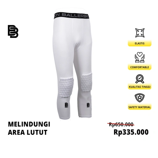 Image of Compression 3/4 Pants Padded BALLERBRO | Manset Celana Dengan Bantalan Busa Pelindung Lutut | Celana Olahraga Protector