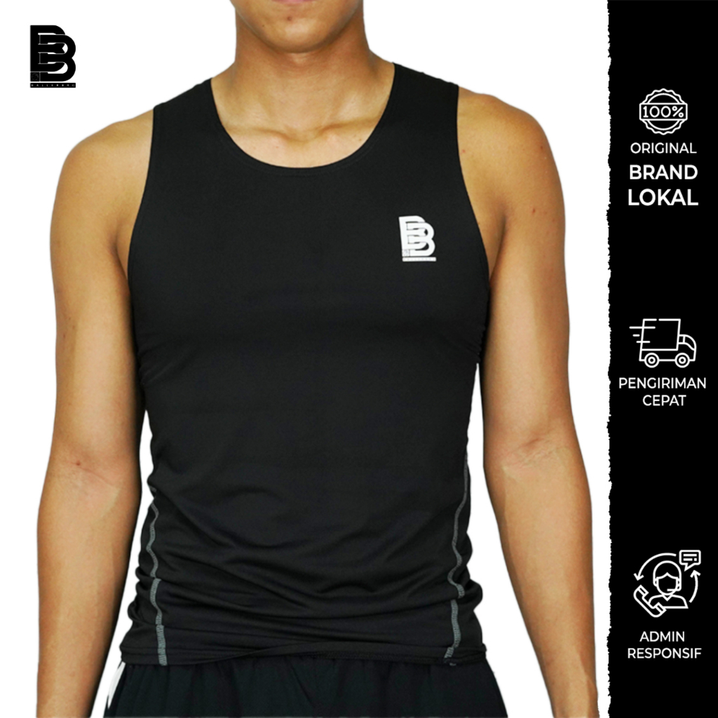 Baselayer Singlet Basket BALLERBRO / Baju Dalaman Olahraga Tanpa Lengan / Atasan Sport Tanpa Lengan Lekbong