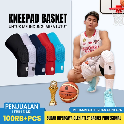 Image of Kneepad Basket Panjang BALLERBRO | Pelindung Lutut Bantalan Busa Olahraga Bakset Voli Badminton