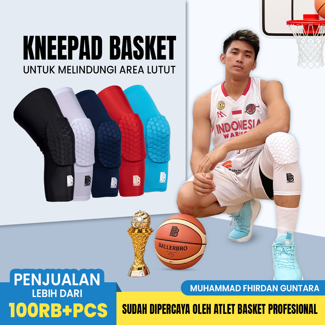 Kneepad Basket Panjang BALLERBRO | Pelindung Lutut Bantalan Busa Olahraga Bakset Voli Badminton