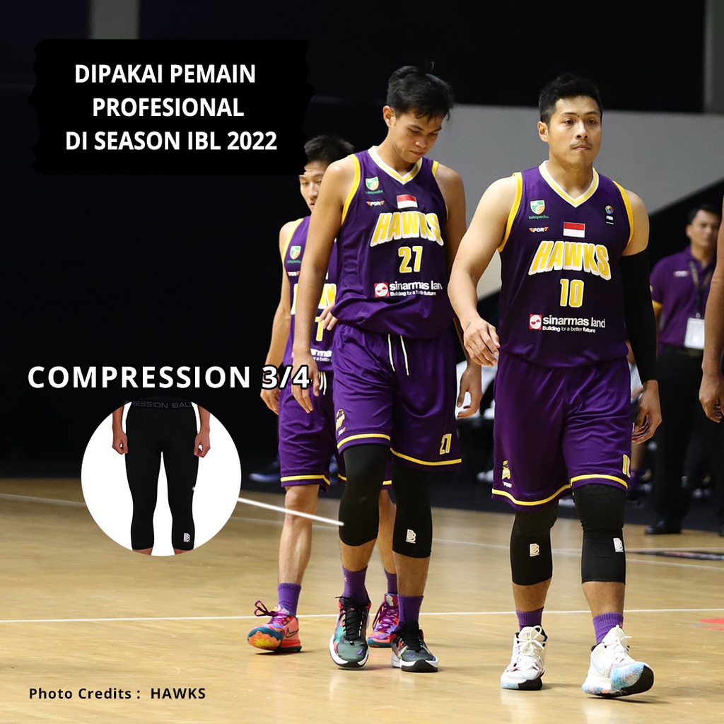 Compression 3/4 Pants BALLERBRO / Baselayer / Celana Legging Panjang Lutut Olahraga / Gym Lari Basket Running / Manset