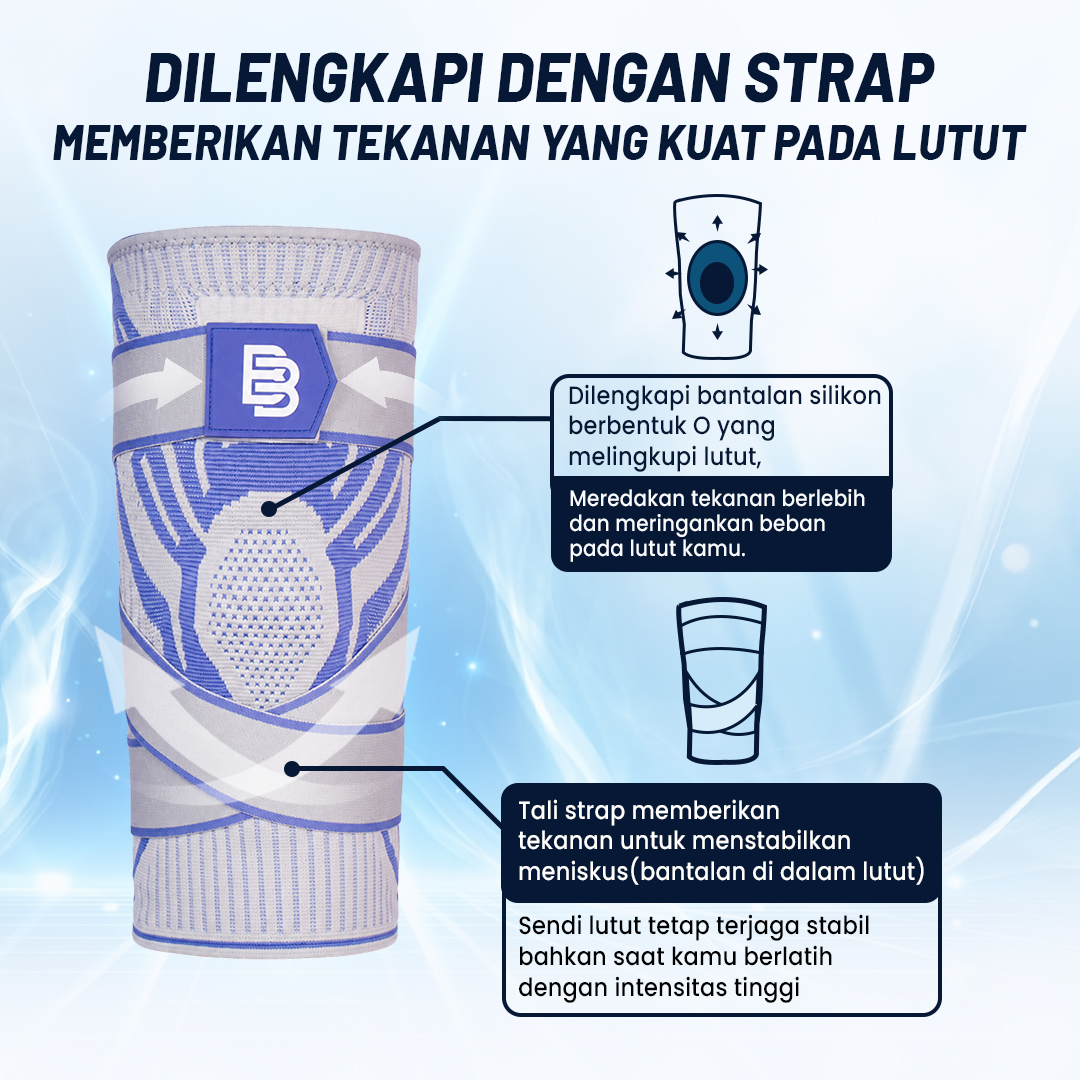 BALLERBRO Knee Brace Strap Support / Wrap Strap Pelindung Lutut Deker Dekker / Penopang Lutut Compression / Pengunci Lutut