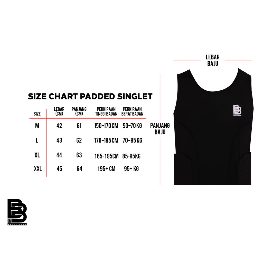 Padded Compression Singlet / Singlet Olahraga Dengan Bantalan Busa / Pelindung Olahraga Sports Basket Sepak Bola Futsal