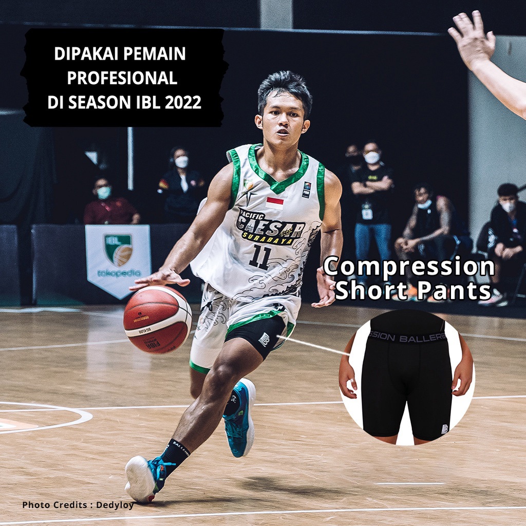 Compression Short Pants BALLERBRO / Baselayer / Celana Legging Pendek Olahraga / Gym Lari Basket Running / Manset
