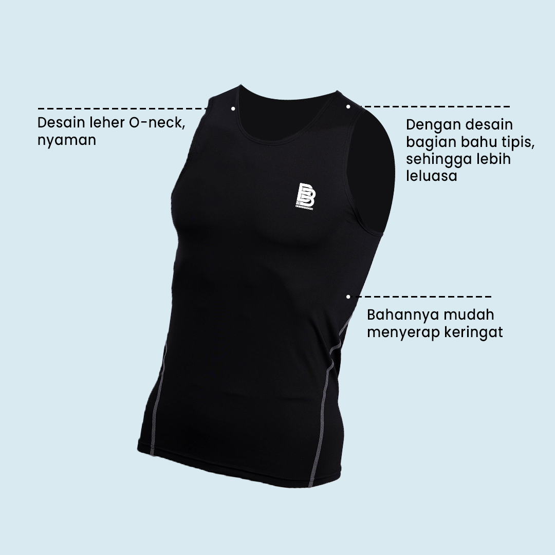 Baselayer Singlet Basket BALLERBRO / Baju Dalaman Olahraga Tanpa Lengan / Atasan Sport Tanpa Lengan Lekbong