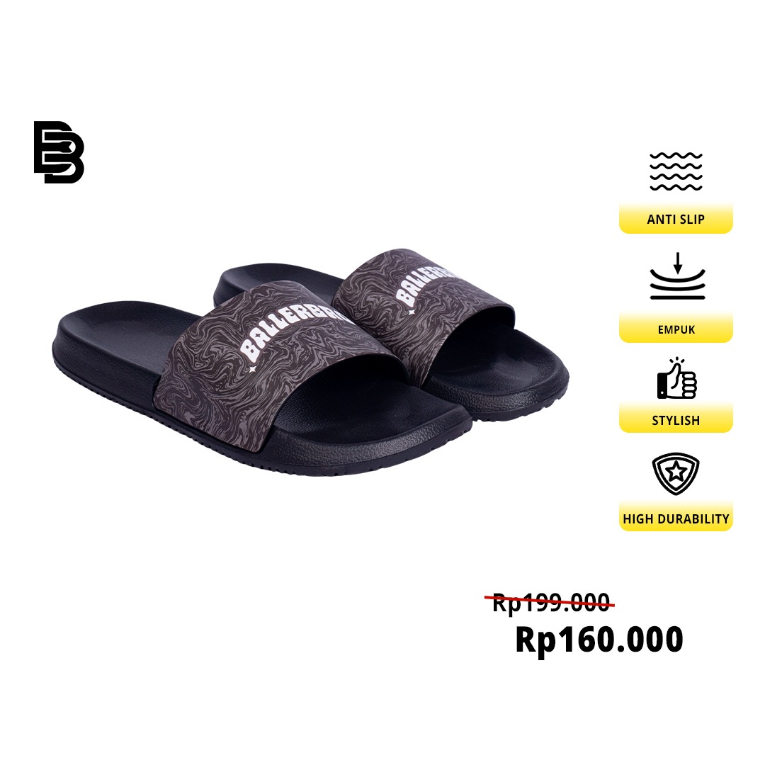 Sandal Court Step BALLERBRO / Sendal Empuk Anti Slip / Sendal Recovery Olahraga Slide