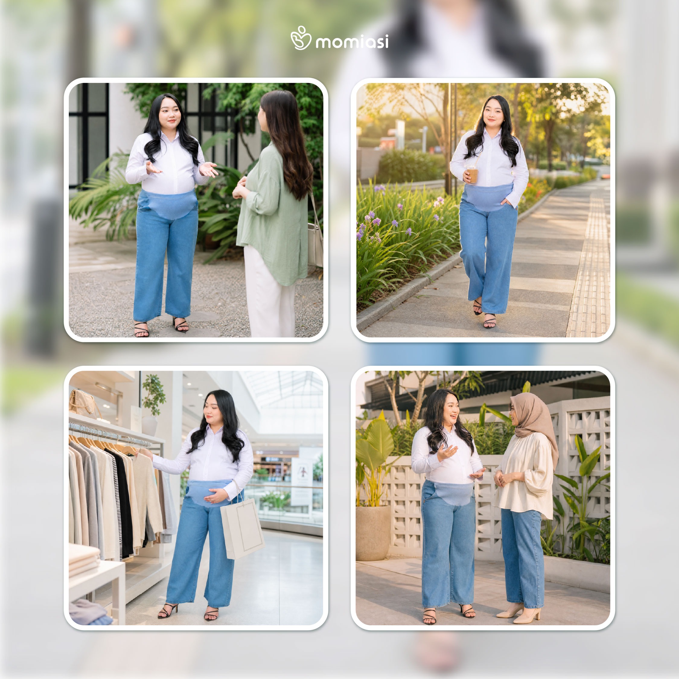 Momiasi - Celana Wanita Hamil Kulot Jeans Non Rawis