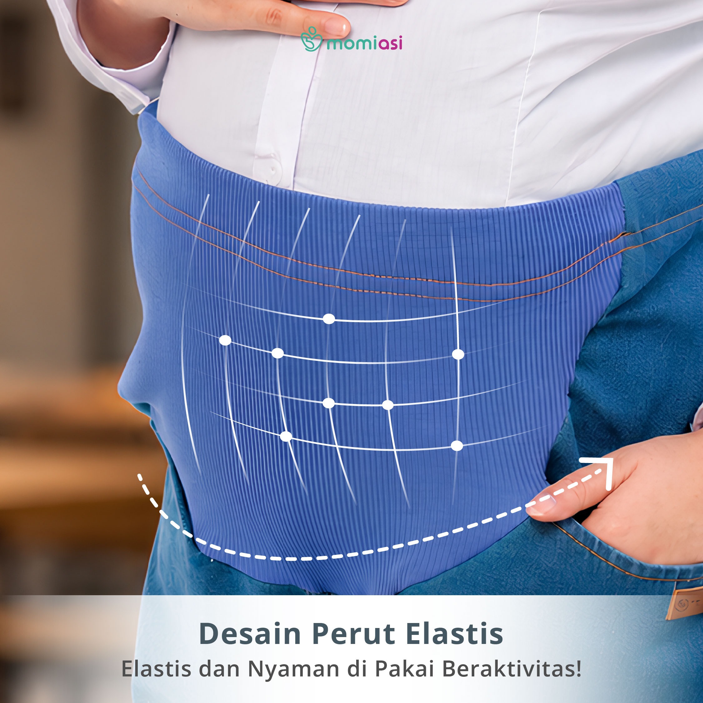 Momiasi - Celana Hamil Jeans Kulot Rawis Denim Strech