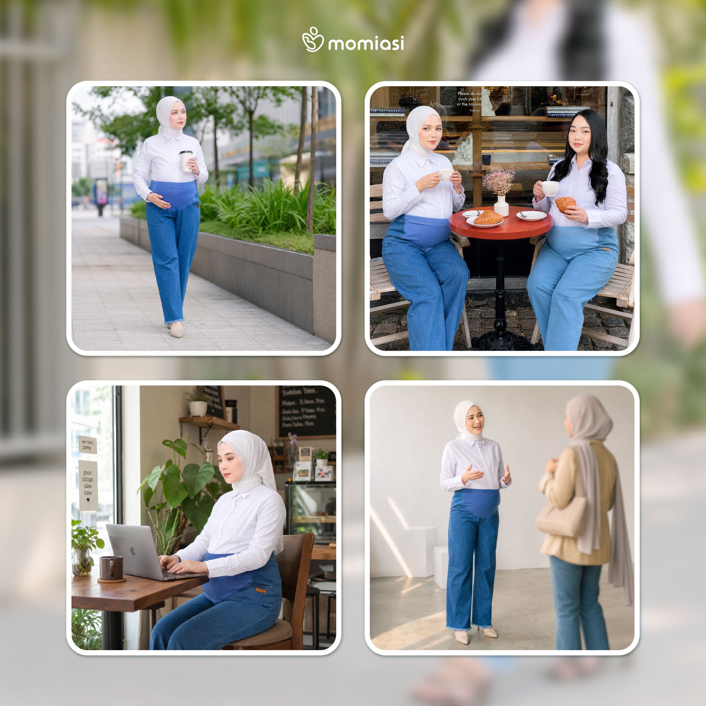 Momiasi - Celana Hamil Jeans Kulot Rawis Denim Strech