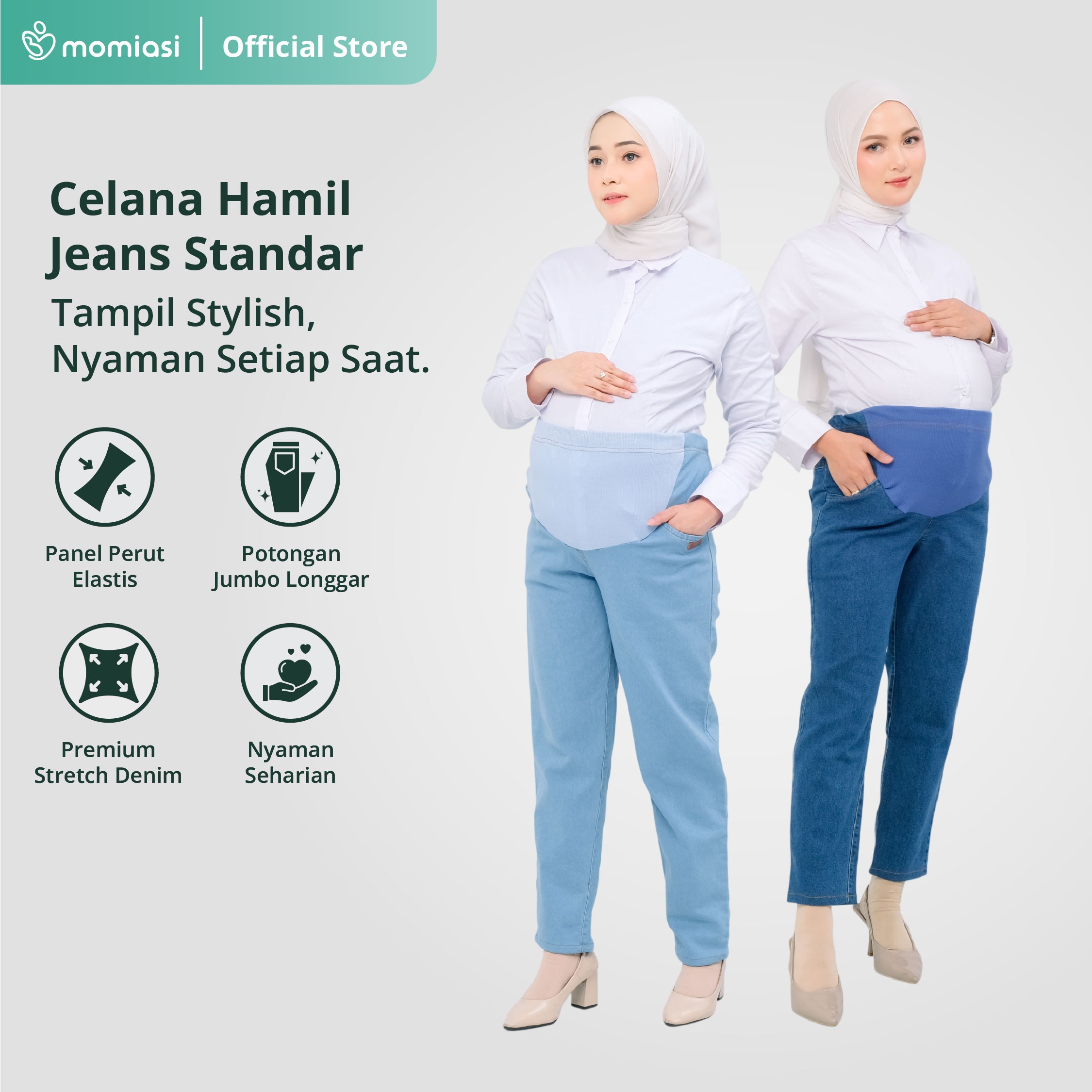 Momiasi - Celana Hamil Jeans Standar Denim Strech
