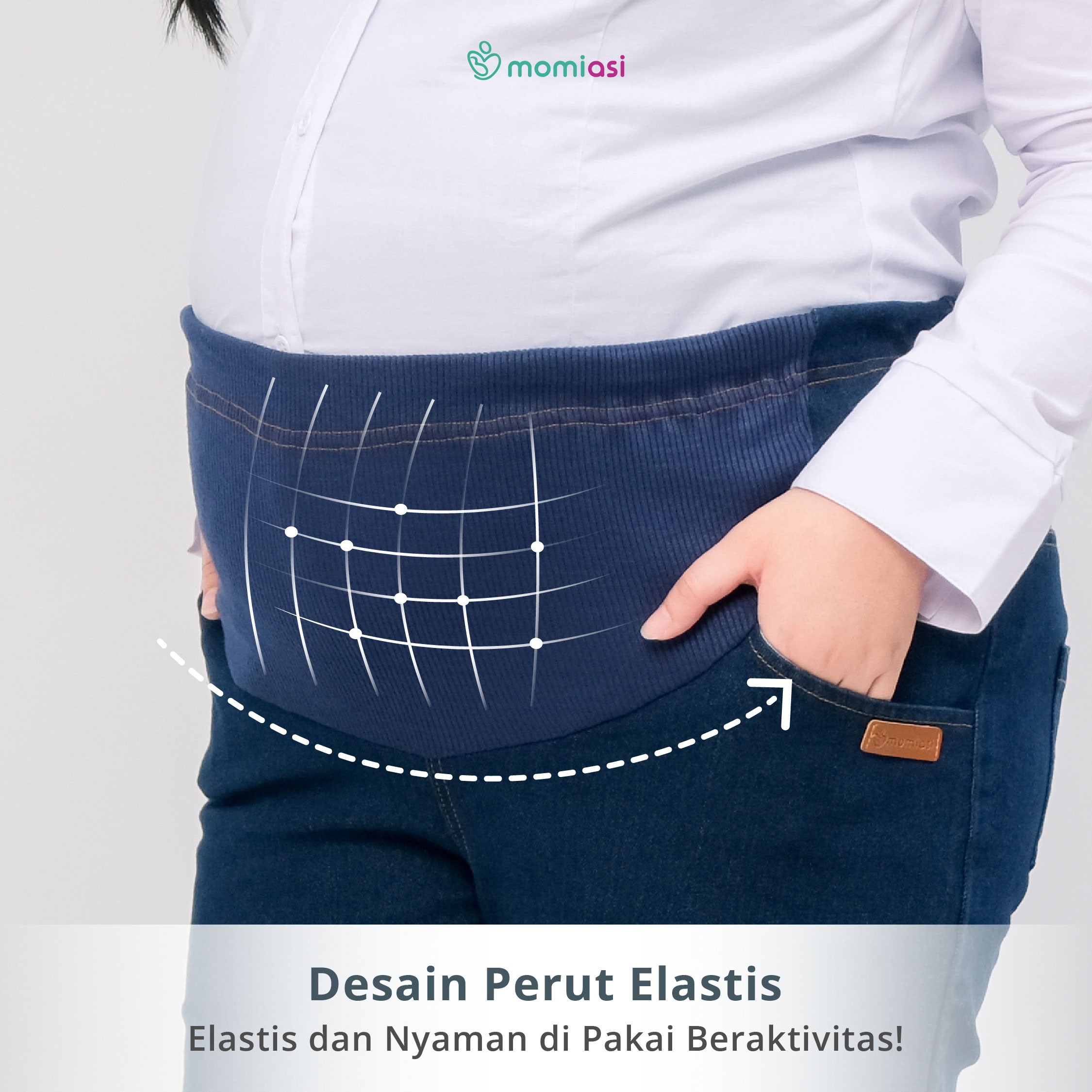 Momiasi - Celana Hamil Jeans Standar Denim Strech