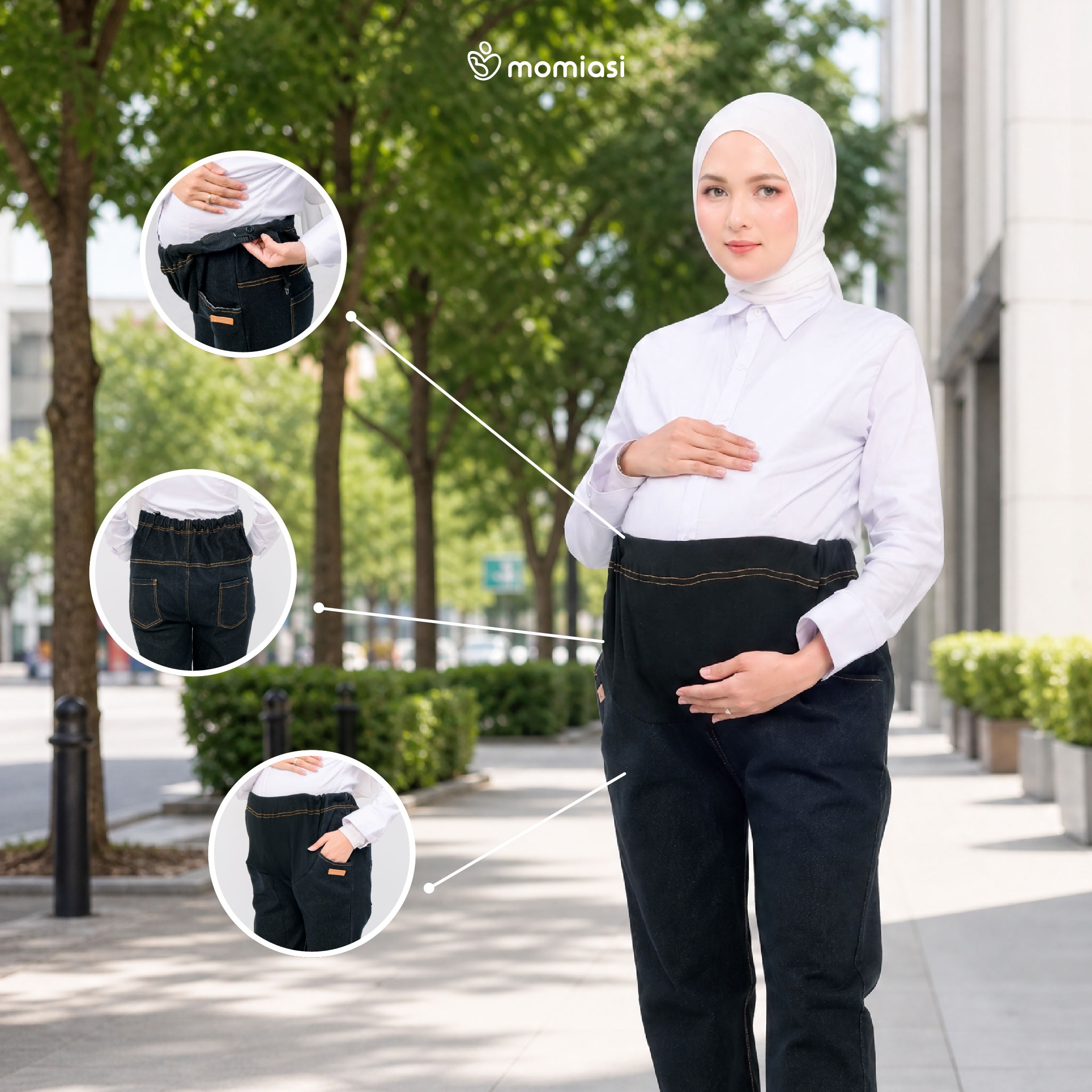 Momiasi - Celana Hamil Jeans Standar Denim Strech