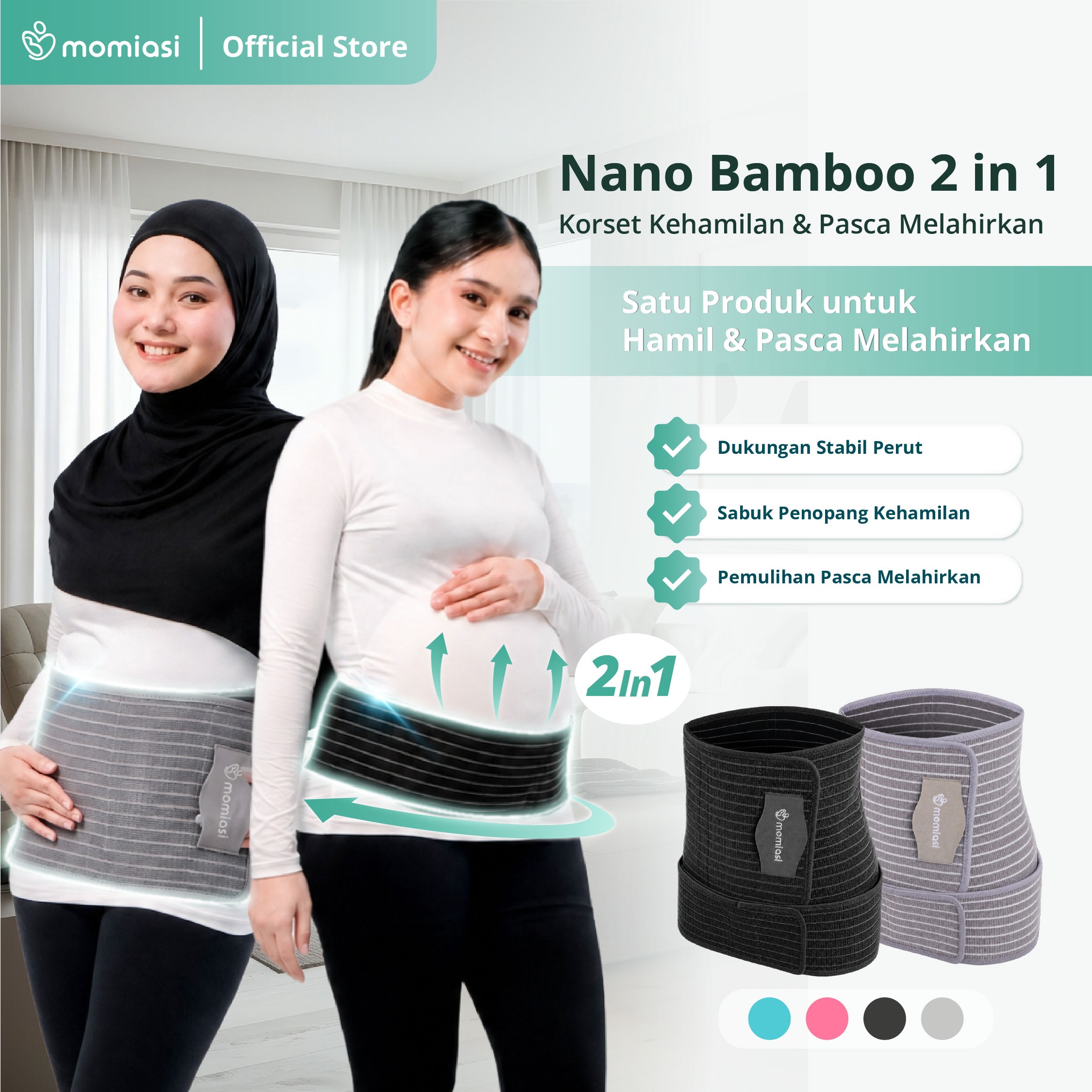 Momiasi - Korset 2 in 1 Nano Bamboo Fast Slim Premium - Postpartum Corset & Maternity Multifungsi