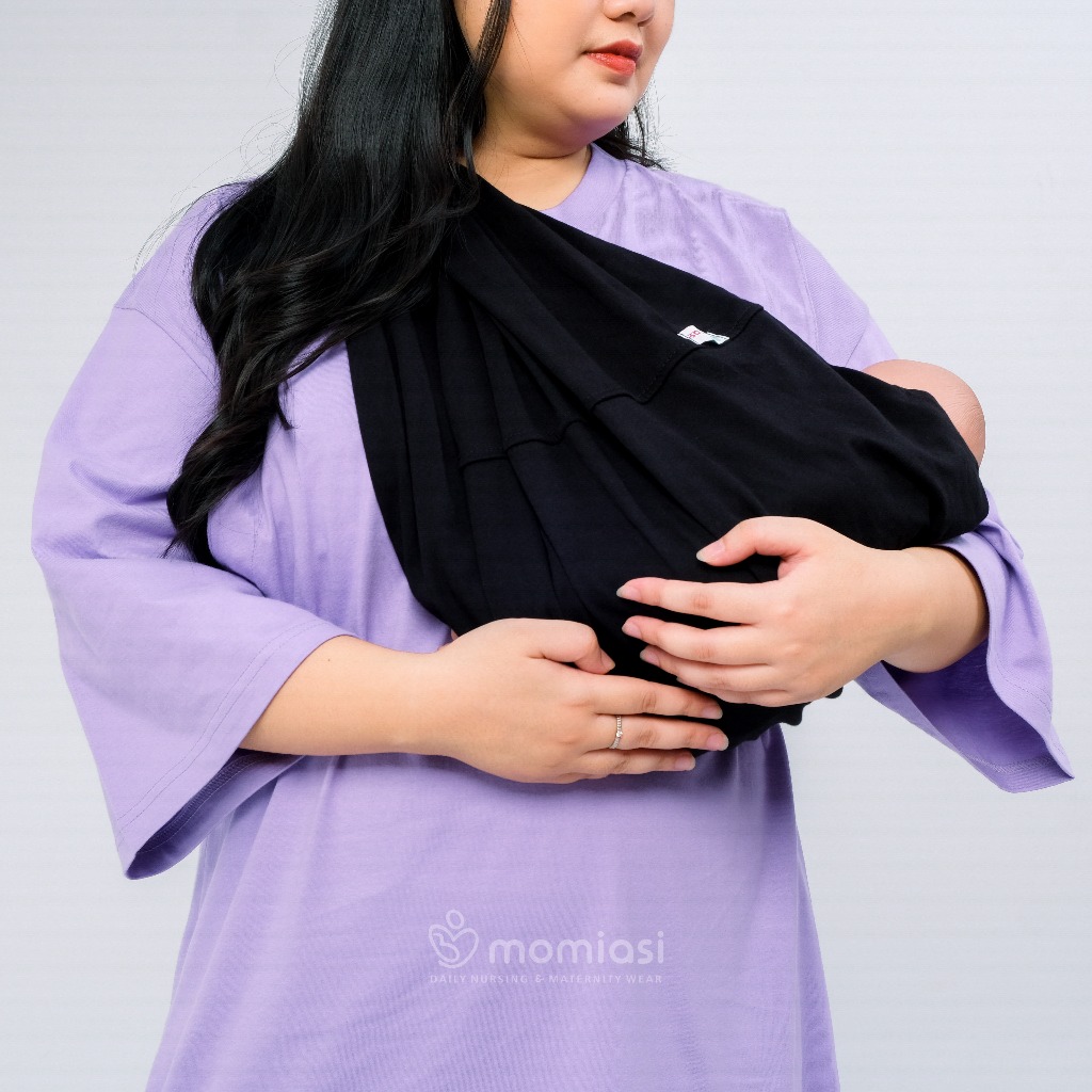 Momiasi - Gendongan Kaos Anak Bayi M Sahpe Geos Polos Samping Baby Wrap Premium