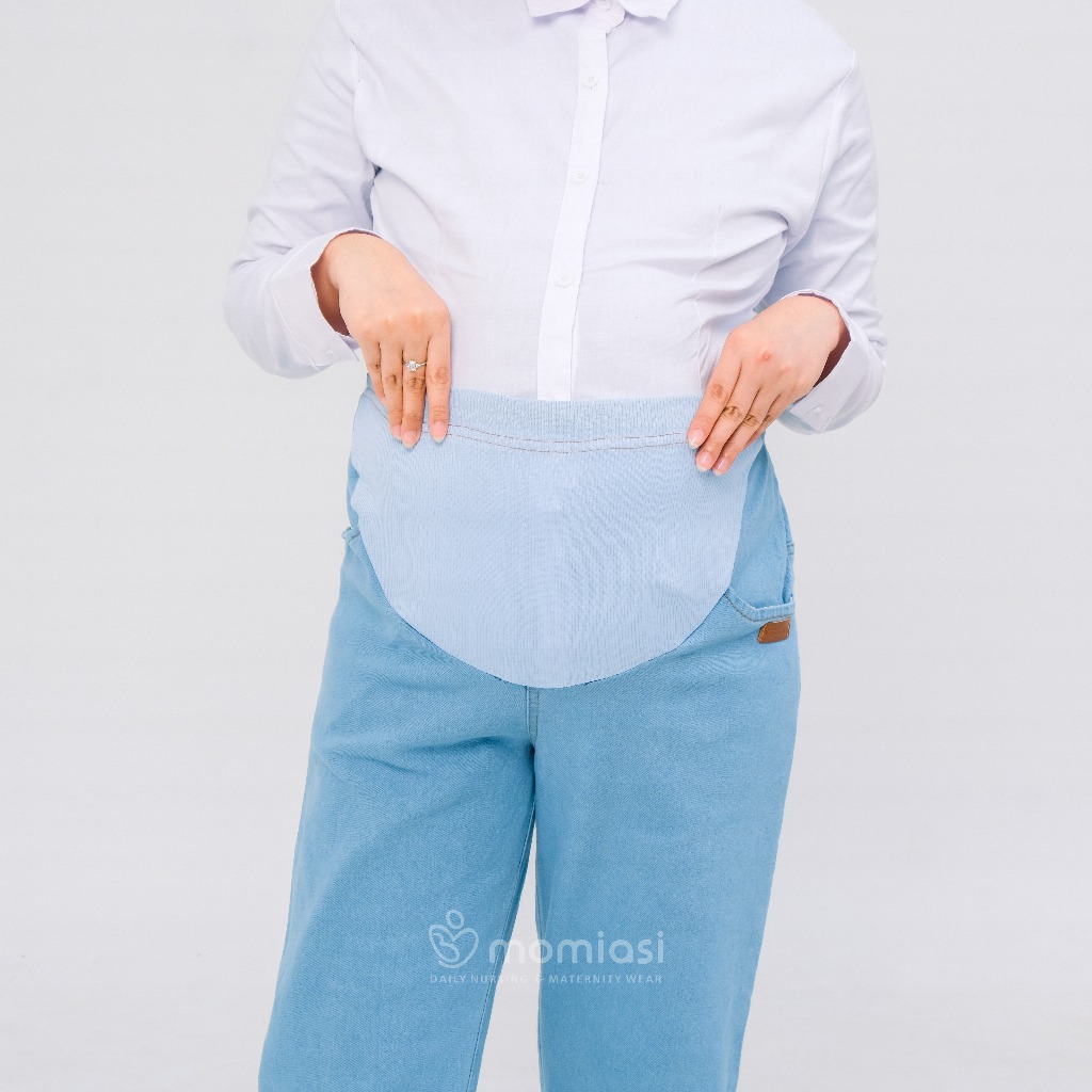 Momiasi - Celana Hamil Jeans Denim Strech Jumbo Maternity Pants Office Fashion Wanita Bumil Premium