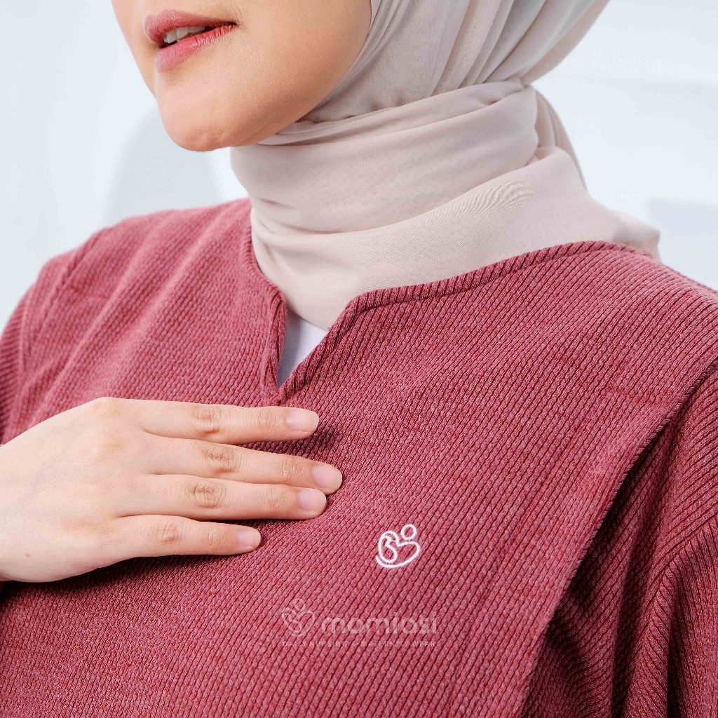 Momiasi – Ruby One set Knit – Setelan Wanita Knit Rib –Baju Set Celana Bumil Busui Friendly