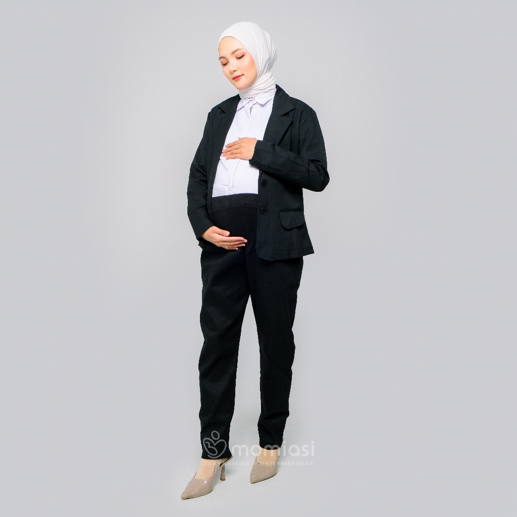Momiasi - Celana Hamil Kerja Kantor Jumbo Wanita Maternity Pants Office Fashion Wanita Bumil Kekinian Premium