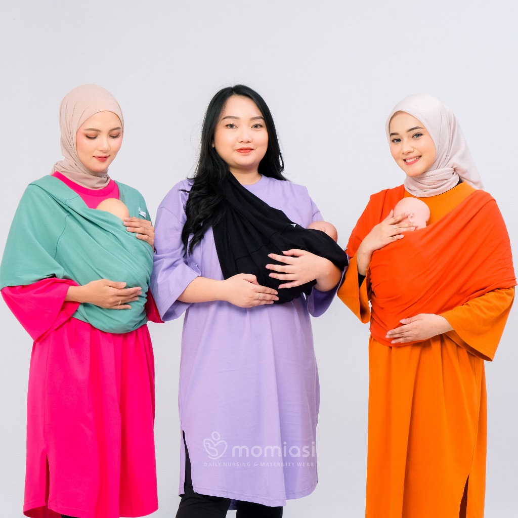 Momiasi - Gendongan Kaos Anak Bayi M Sahpe Geos Polos Samping Baby Wrap Premium