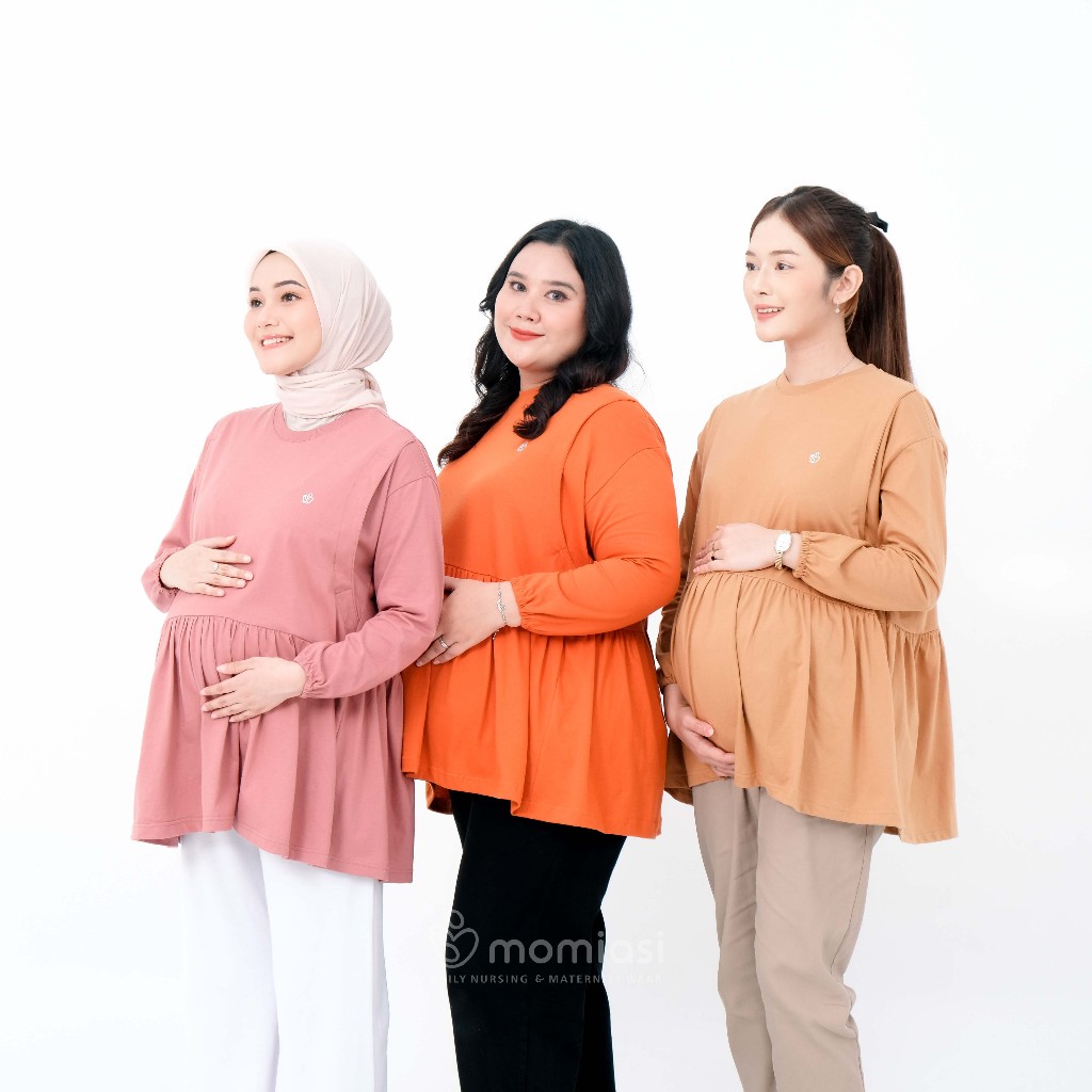 Momiasi - Ayana Blouse Ruffle - Kaos Busui Oversize Ruffle - Ruffle Oversize Top Busui