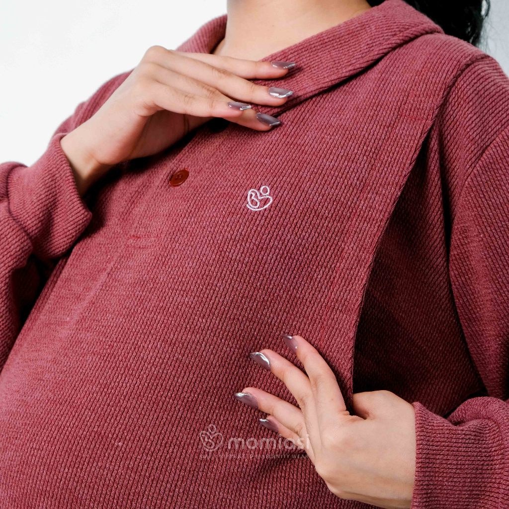 Momiasi – Gemma One set Knit – Setelan Wanita Knit Rib – Baju Set Celana Bumil Busui Friendly