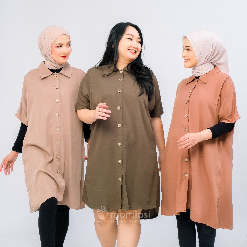 Momiasi - Daster Home Dress Ibu Hamil Dan  Menyusui Busui Friendly  Kancing Jumbo Rayon