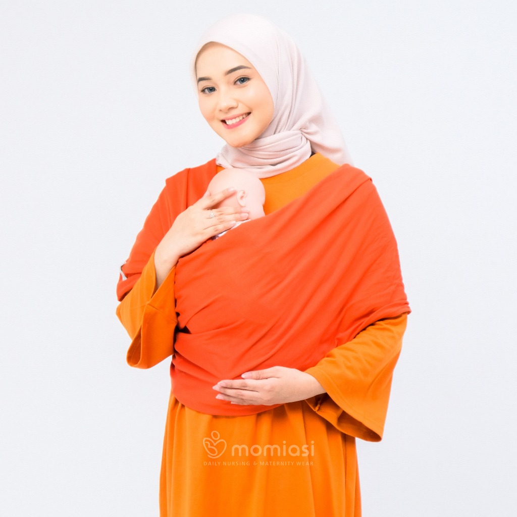 Momiasi - Gendongan Kaos Anak Bayi M Sahpe Geos Polos Samping Baby Wrap Premium