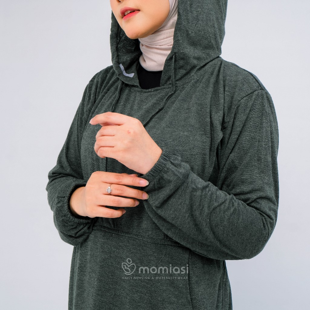 Momiasi - Baju Hoodie Olahraga Sport Ibu Hamil dan Menyusui Baju Busui Nursing Wear Lengan Panjang