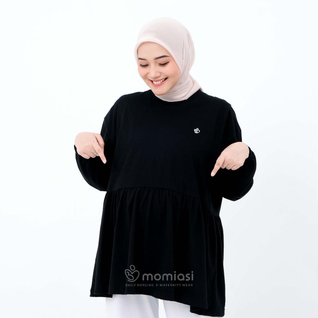 Momiasi - Ayana Blouse Ruffle - Kaos Busui Oversize Ruffle - Ruffle Oversize Top Busui