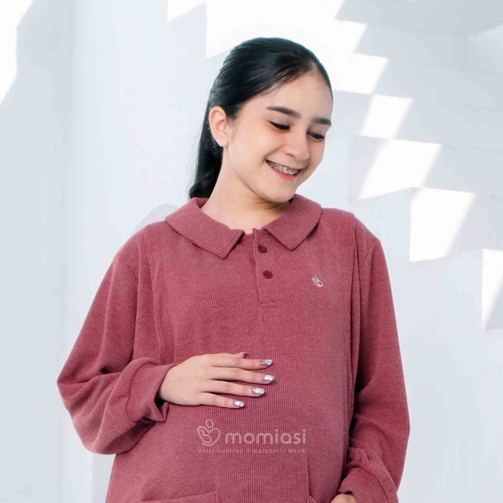 Momiasi – Gemma One set Knit – Setelan Wanita Knit Rib – Baju Set Celana Bumil Busui Friendly