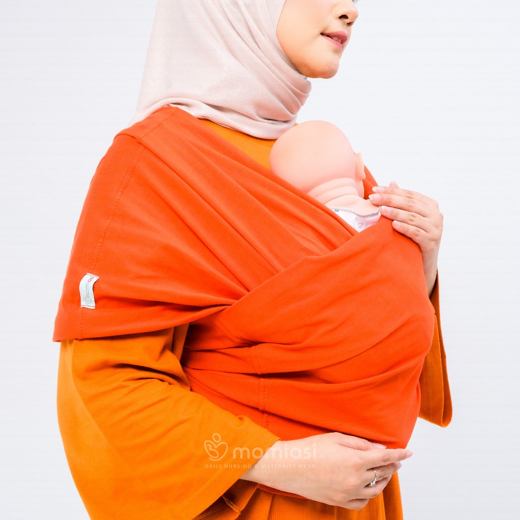 Momiasi - Gendongan Kaos Anak Bayi M Sahpe Geos Polos Samping Baby Wrap Premium