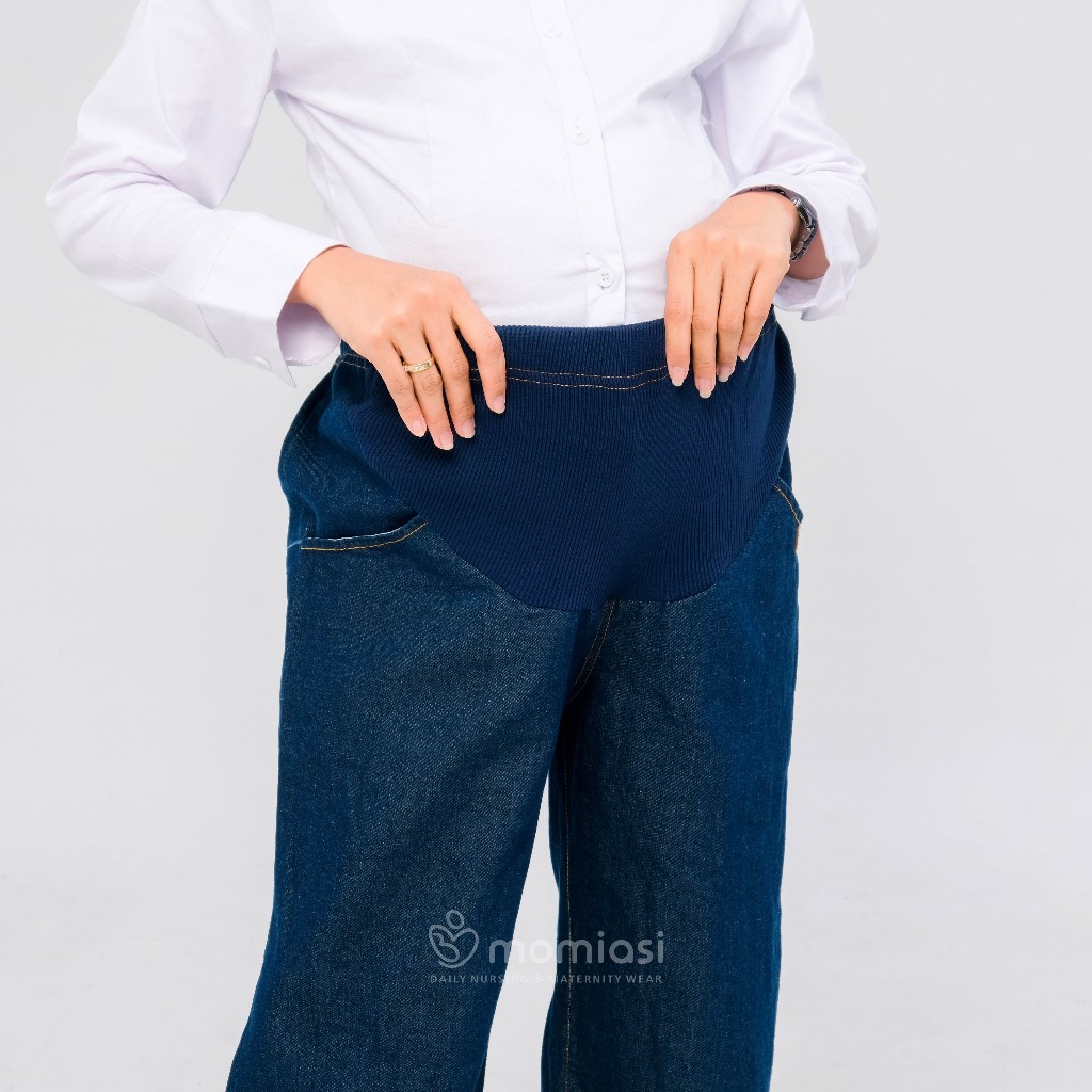 Momiasi - Celana Wanita Hamil Kulot Jeans Wanita Bumil Panjang Jumbo Maternity Kulot Premium