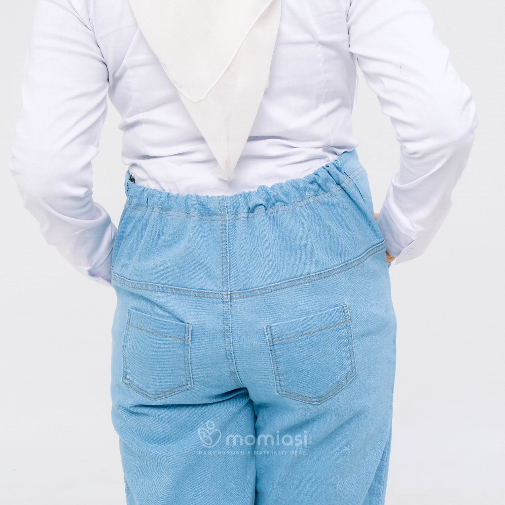 Momiasi - Celana Hamil Jeans Denim Strech Jumbo Maternity Pants Office Fashion Wanita Bumil Premium