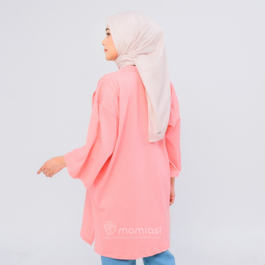 Momiasi - Kaos Oversize Wanita lengan 7/8 Basic Oversized Top Busui Hijab Non Hijab Friendly