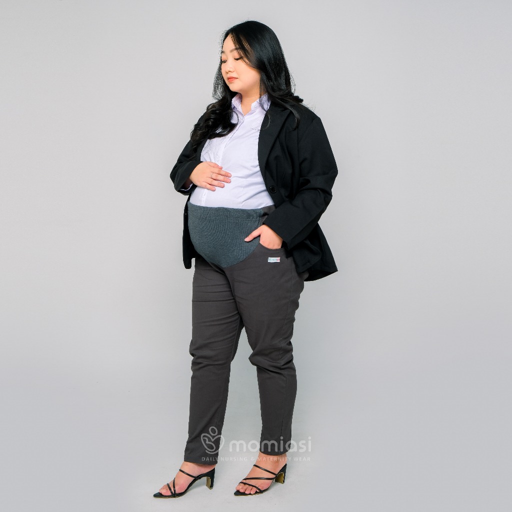 Momiasi - Celana Hamil Kerja Kantor Jumbo Wanita Maternity Pants Office Fashion Wanita Bumil Kekinian Premium