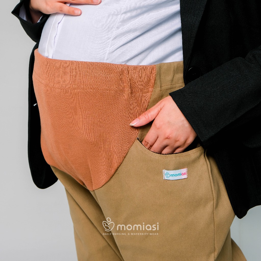 Momiasi - Celana Hamil Kerja Kantor Jumbo Wanita Maternity Pants Office Fashion Wanita Bumil Kekinian Premium