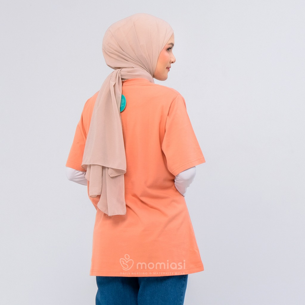 Momiasi - Baju Kaos Ibu Menyusui Wanita Busui Nursing Wear Lengan Pendek Jumbo Bukaan Belahan Samping Premium
