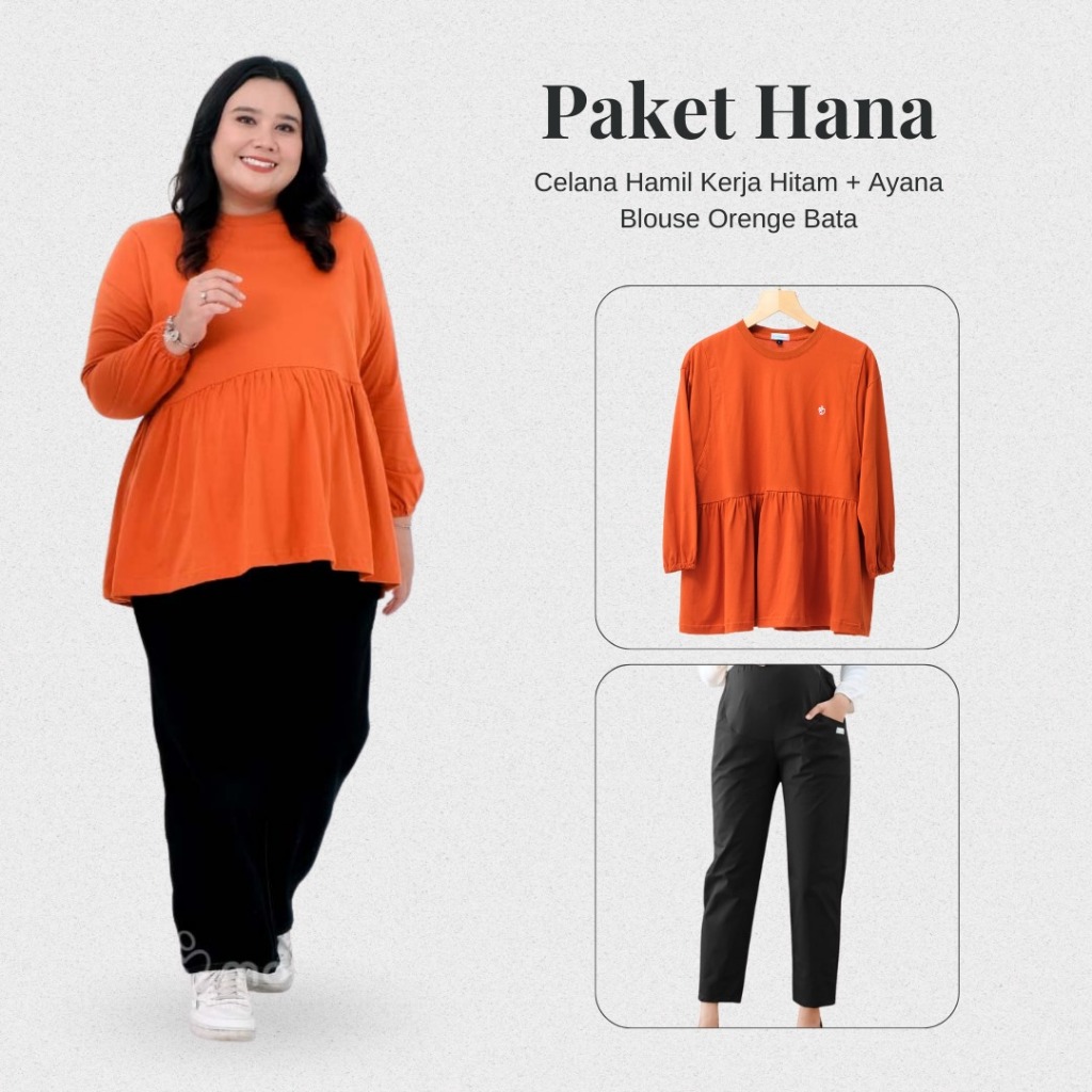 Momiasi – Paket Bundling – Celana Hamil Kerja dan Ayana Blouse Bumil Busui