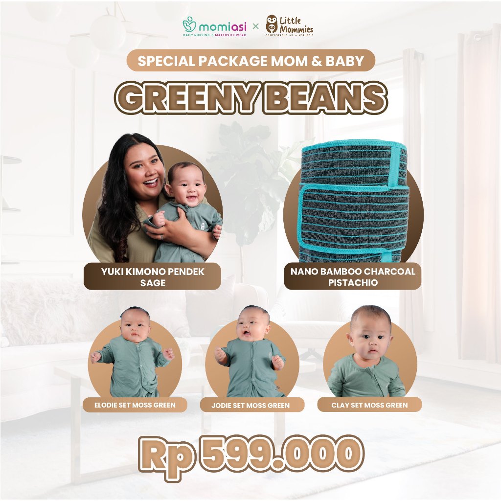 Momiasi - Special Bundle Perlengkapan Melahirkan Mom And Baby Charcoal - Sleepwear  Newborn - Baju Tidur Bayi Comfortable 0-12 Month