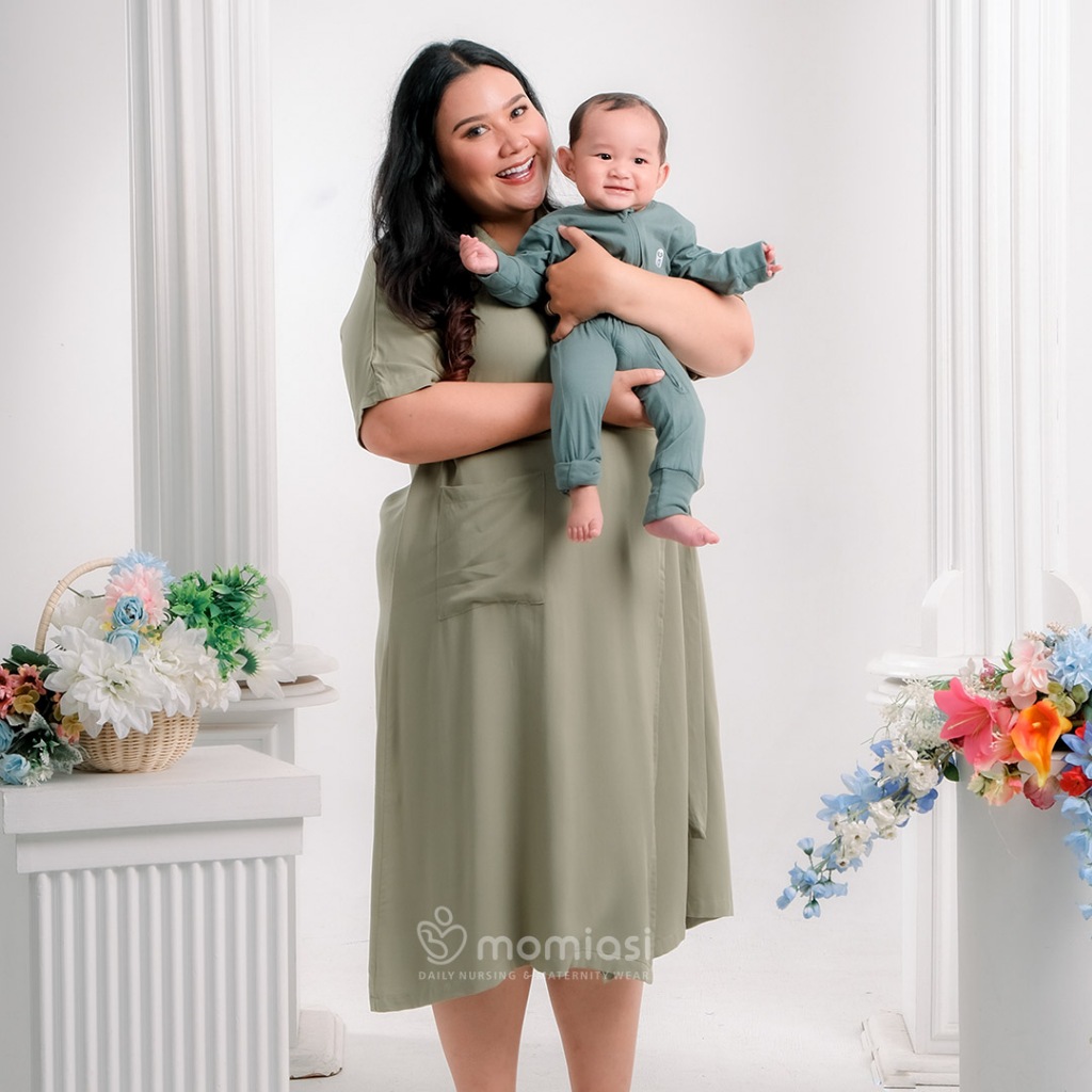 Momiasi - Special Bundle Perlengkapan Melahirkan Mom And Baby Charcoal - Sleepwear  Newborn - Baju Tidur Bayi Comfortable 0-12 Month