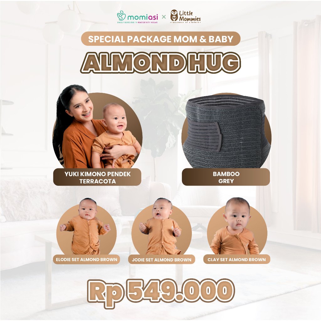 Momiasi - Special Bundle Perlengkapan Melahirkan Mom And Baby Bamboo- Sleepwear  Newborn - Baju Tidur Bayi Comfortable 0-12 Month