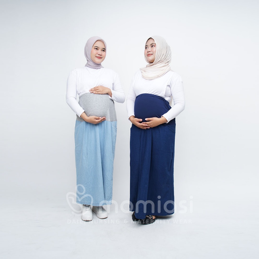 Momiasi - Clara - Irish Jeans Denim Premium - Rok & Celana Hamil Jeans Wanita Kekinian - Bumil & Busui Friendly