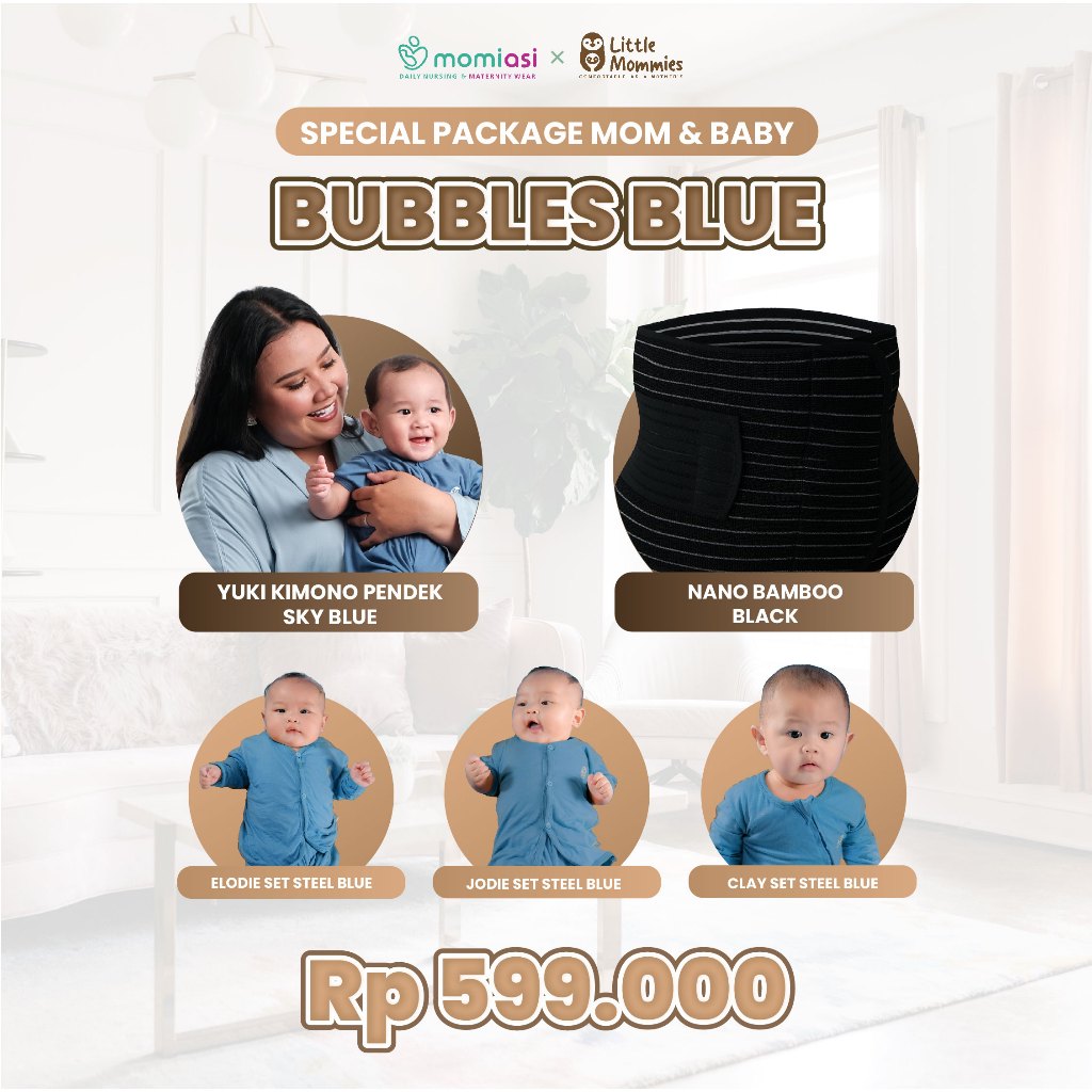 Momiasi - Special Bundle Perlengkapan Melahirkan Mom And Baby Nano Bamboo- Sleepwear  Newborn - Baju Tidur Bayi Comfortable 0-12 Month