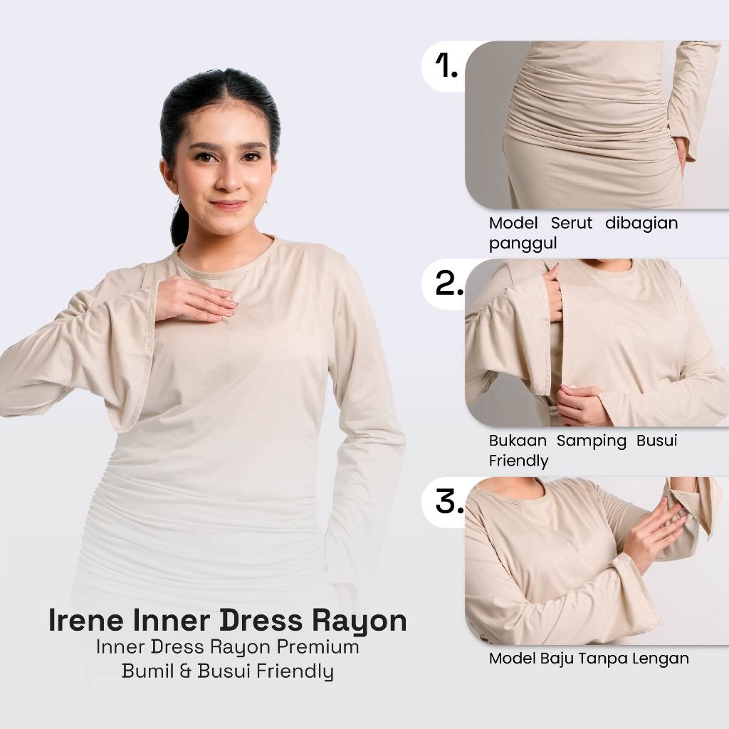 Momiasi - Irene - Emily Inner Dress Rayon Premium - Stylish Dress Kekinian - Bumil & Busui Friendly