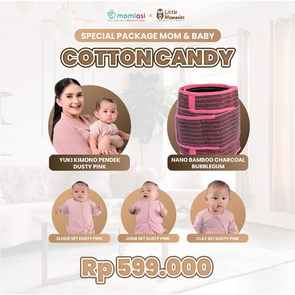 Momiasi - Special Bundle Perlengkapan Melahirkan Mom And Baby Charcoal - Sleepwear  Newborn - Baju Tidur Bayi Comfortable 0-12 Month